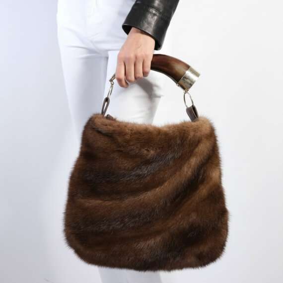 Borsa in Visone Vintage Marrone